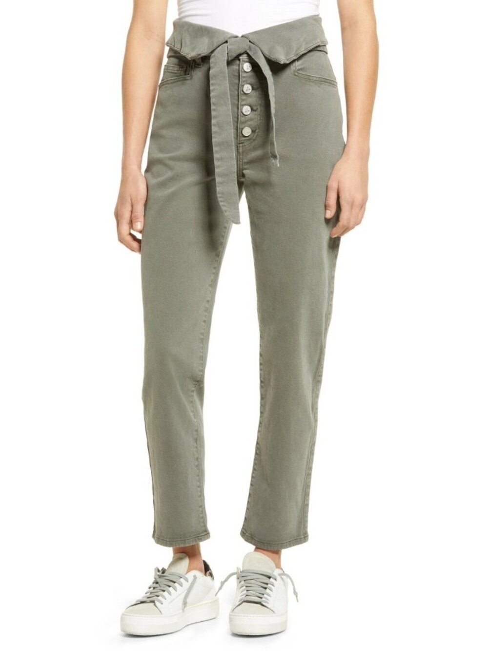 NWT Le Jean Valentina Green Button Fly Women’s MILITARY High Waist Jeans SZ 24